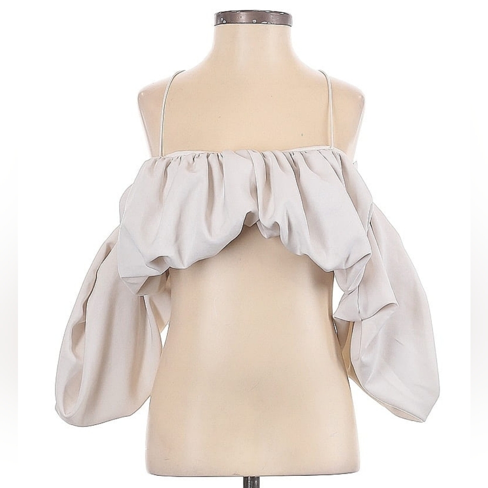 Zara Off The Shoulder Cream Crop Top